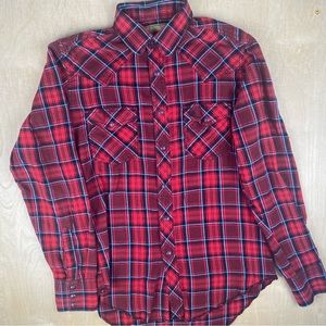 Wrangler Retro Mens Small Pearl Snap Plaid Flannel Western Shirt